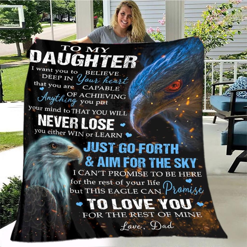 Couverture Sherpa personnalisée pour ma fille, imprimé Lion, loup et Dragon, cadeau de maman papa, couverture de canapé-lit, couverture de pique-nique douce