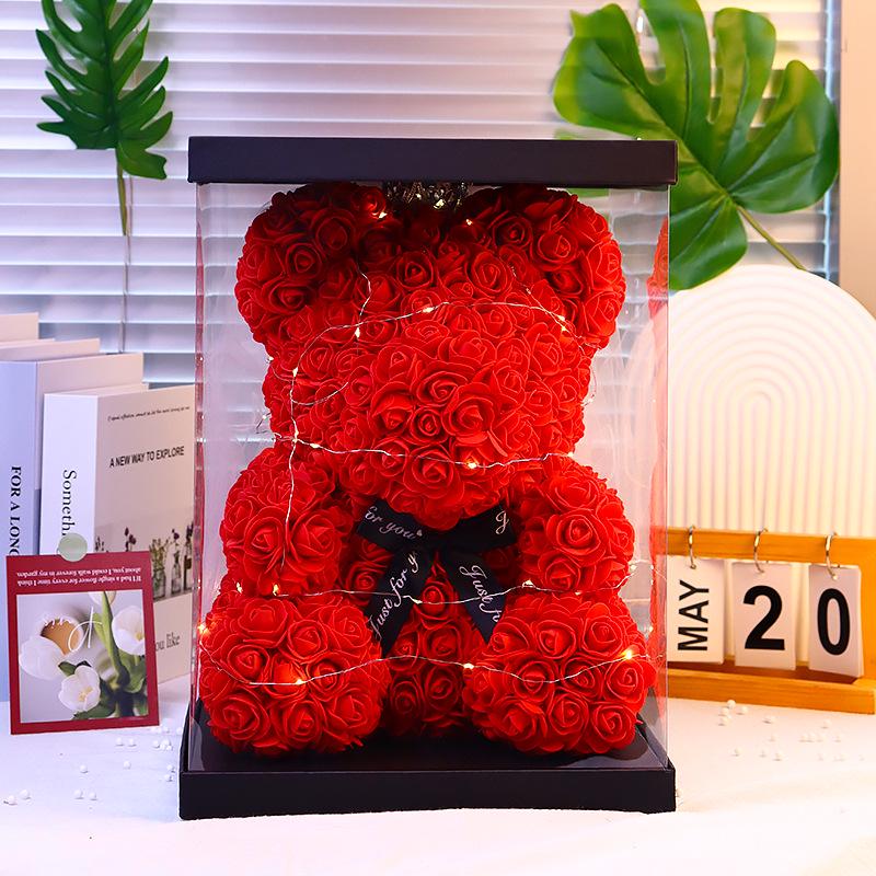 Eternal Flower Crown & Veil: Rose Bear Gift Box for Birthdays, Valentine's, Qixi, & Christmas