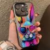 Cute Colorful Rabbit Electroplate Silver IMD Case For iPhone 15 14 16 Pro Max 11 12 13 Pro 7 8 Plus 16E X Shockproof Back Cover