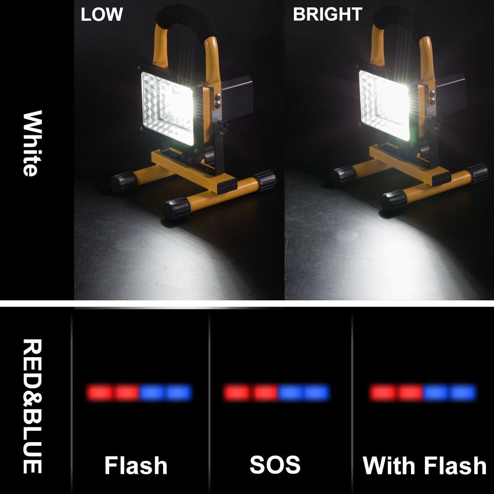 LED Portable Rechargeable Floodlight Waterproof Spotlight Battery Powered Searchlight Outdoor Camping Hiking Emergency Work Lamp