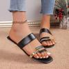 Women's Square Toe Slippers New Summer Shoes for Women Outdoor Casual Plus Size Women's Open Toe Flat Slippers Women Sandals