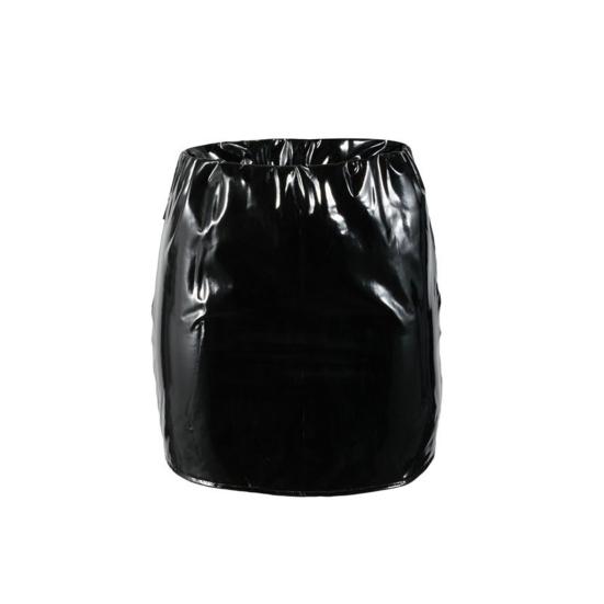 Imitation Leather Mini Skirt Sexy Versatile Solid Color Short Skirt Parties Clubs Women Bottoming Skirt Fashion Garment