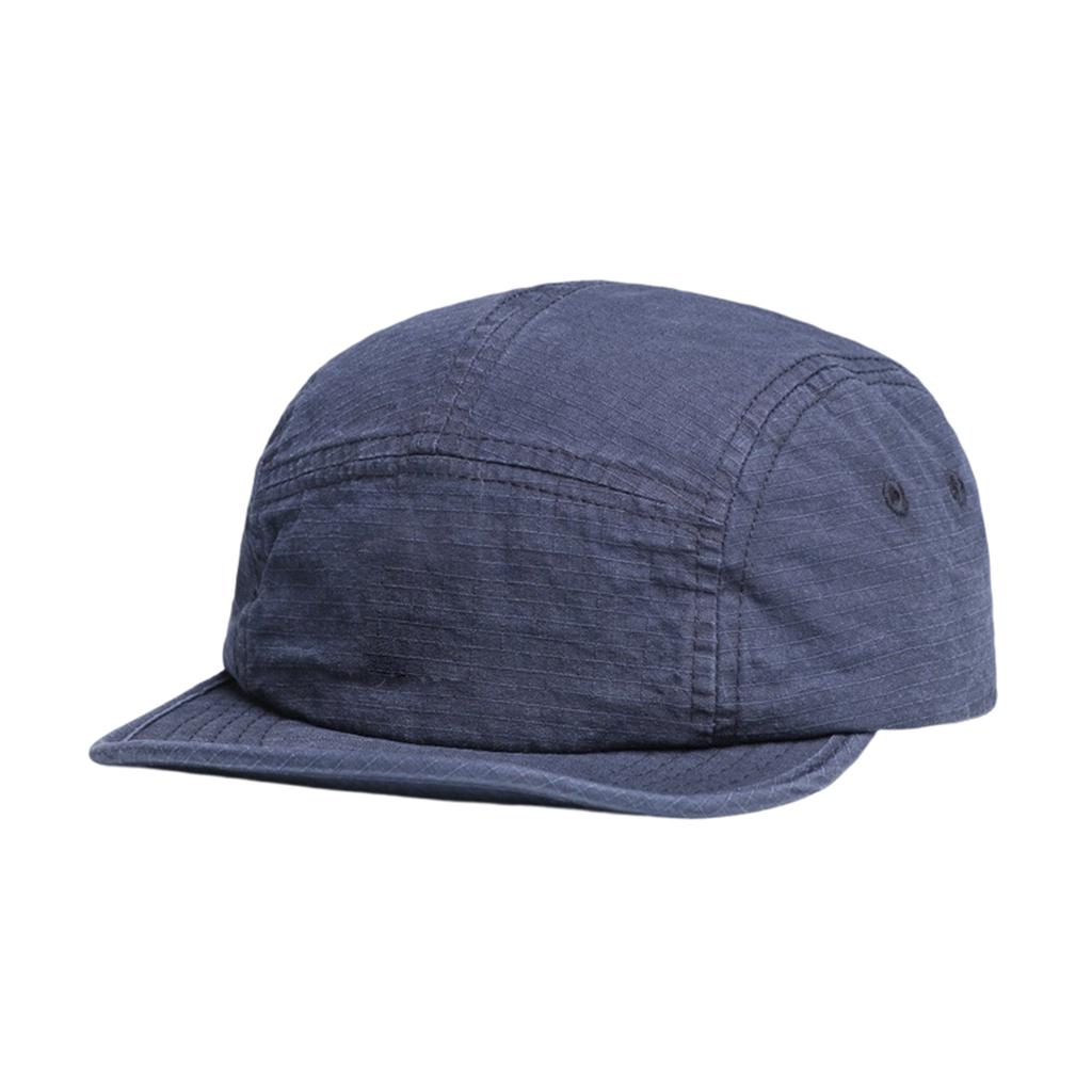 Men Five Panel Camper Cap Lightweight Cotton Unstructured Flat Brim Adjustable Strapback Casual Hat Outdoor