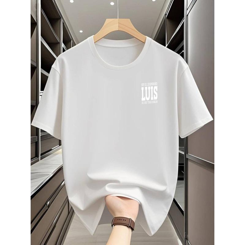 Mărimi europene Tricou casual pentru bărbați cu gât rotund și imprimeu „Luis”, Material respirabil și cu uscare rapidă, Croială regulată, Mânecă scurtă, pentru vară