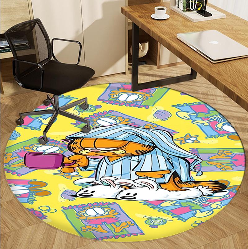 Ronde Vloerkleed met Garfield Patroon, Binnen/Buiten Mat, voor Picknick, Speelkamer, Slaapkamer, Kantoor, Woonkamer, Woondecoratie Tapijt, Verjaardagscadeau