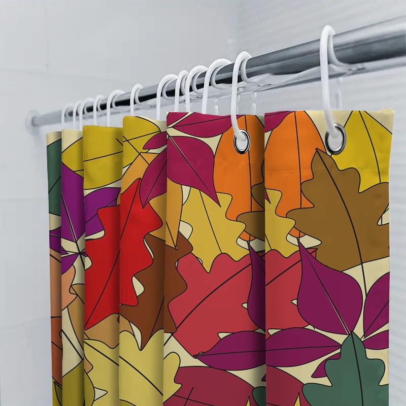 Kleurrijk Herfstbladeren Douchegordijn Moderne Badkamerdecoratie met 3D Geprinte Waterbestendige Stof Perfect voor Herfst Woningverbetering