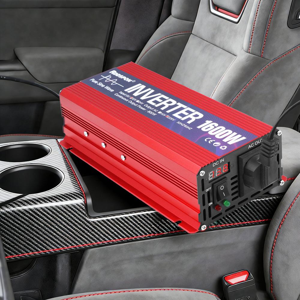 For Car Home Laptop Truck Pure Sine Wave Inverter Off Grid Power Converter USB Interface 12V To 220V Solar Car Inverters Portable 1600W