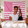 Pink American Flag Tapestry Flat Print Aesthetic Pop Singerjustin-Bie-Berportrait Wall Hanging For Teen Girl Bedroom Dorm Decor