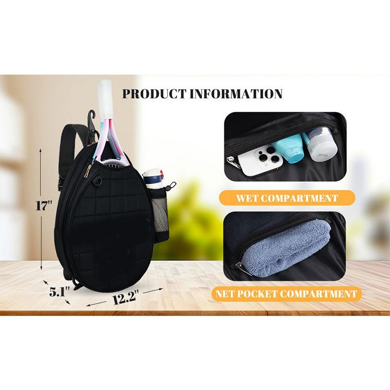 Tennis Backpack 2 Rackets With Quilted Design Secure Pocket Unisex Sports Bag Outdoor Activities