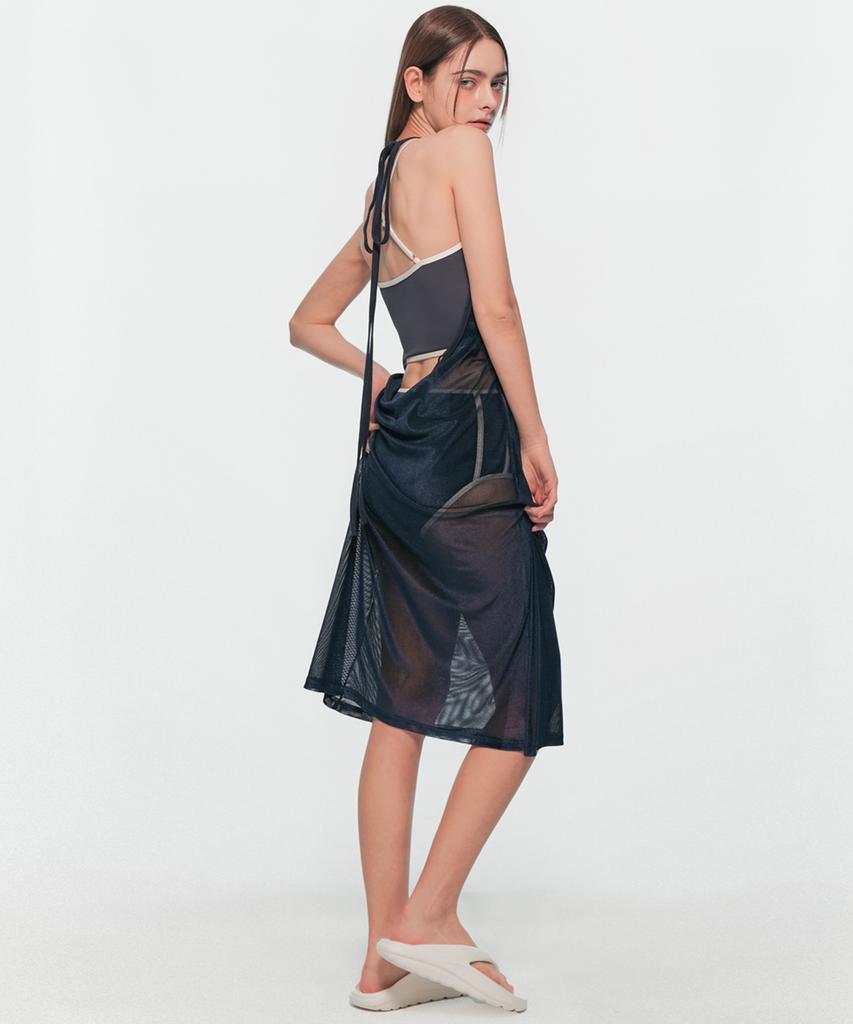 Yuum Velvet Mesh One-Piece Navy