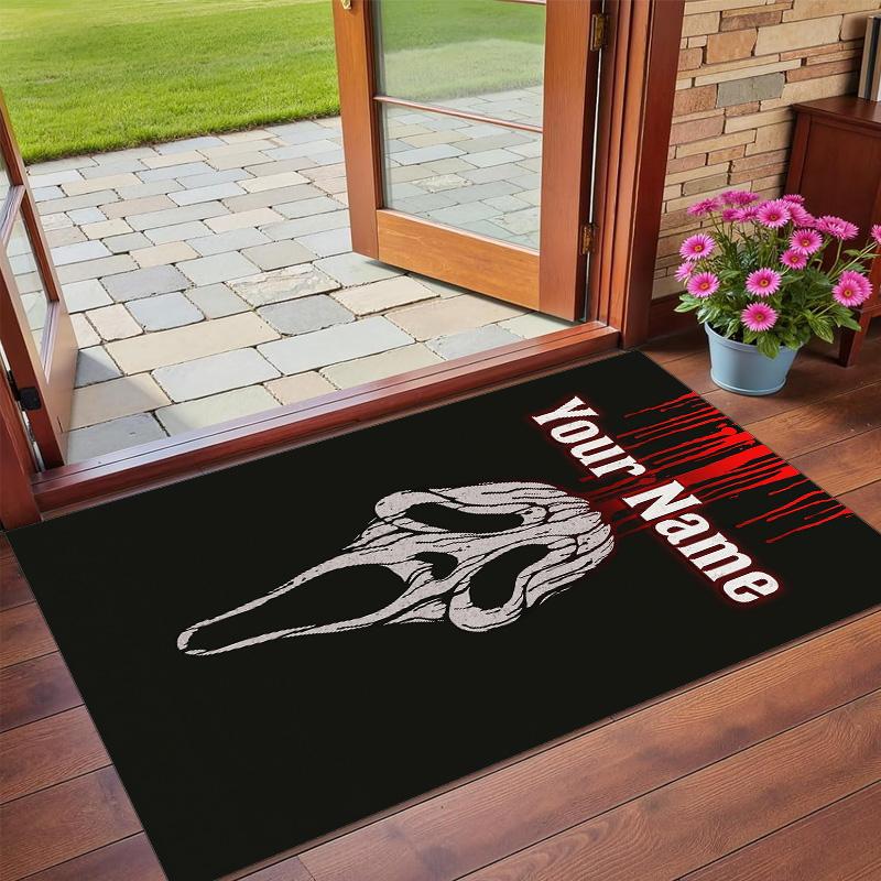 Crystal Velvet Rug Custom Name Text, Soft Non Slip Floor Mat Home DecorScream Ghostface