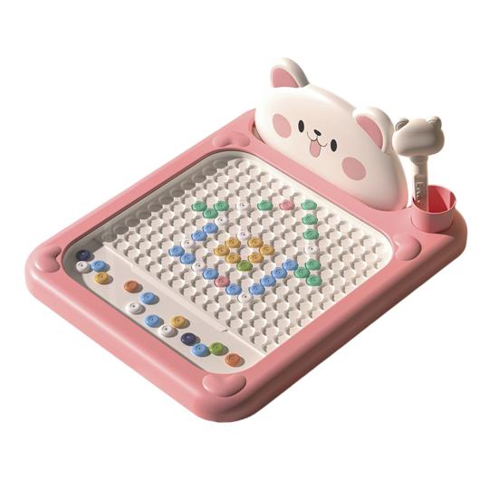 Magnetic Stroke Drawing Board Bear Design Interactive Bead Pen Game Pattern Sketching Board Portable Travel Art Kit