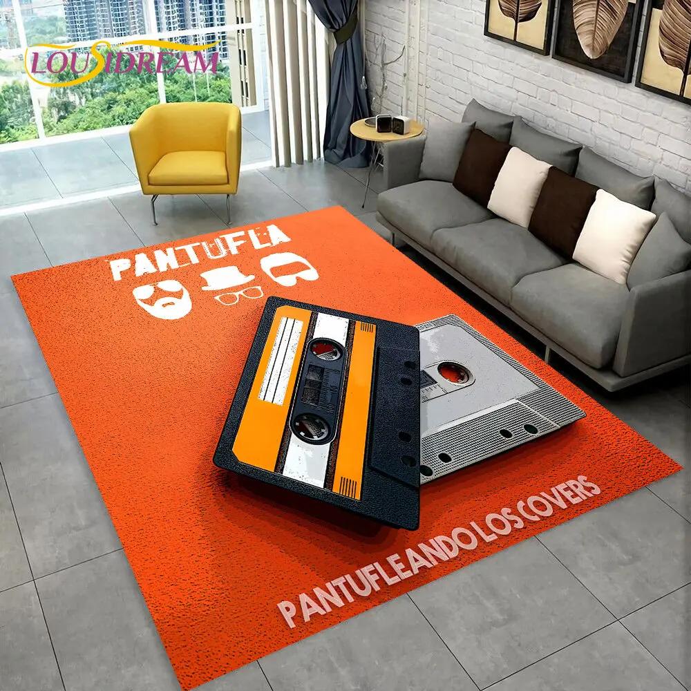 Teppich mit Retro-Musik-Kassettenband-Muster, groß, Teppich für Wohnzimmer, Schlafzimmer, Sofa, Fußmatte, Dekoration, rutschfeste Bodenmatte