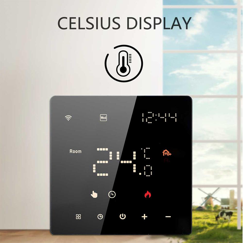 1 Set Smart WiFi Thermostat For Water Floor Heating & Gas Boiler, Programmable Room Temperature Controller With Touchscreen