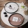 Leather Tray Retro Storage Tray Living Room Coffee Table Dining Room Light Luxury Wooden Storage Disc Decoration
