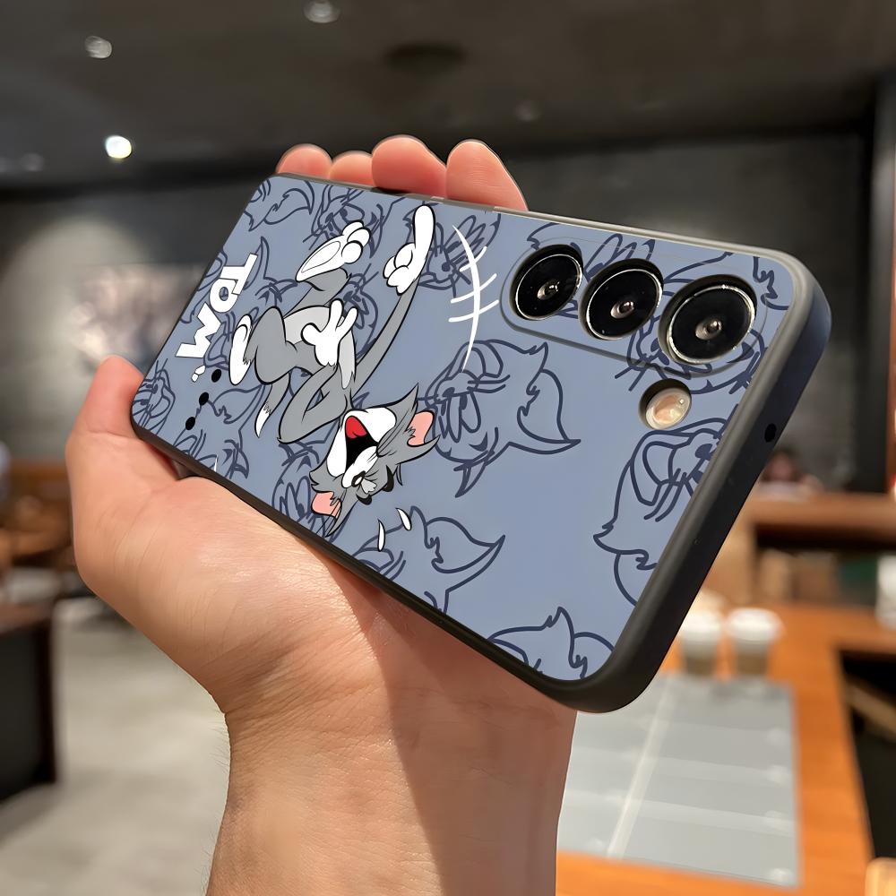 AniME-T-Tom And J-Jerry Kawaii Phone Case For Samsung A56 A36 A26 A16 A15 A25 A35 A55 A14 A34 A24 A54 Black Soft Shell