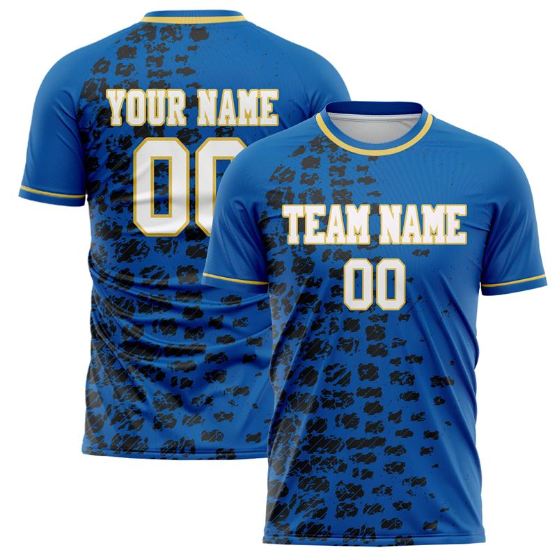 Men Custom Football T-Shirt, DIY Team Name Number Crew Neck, Blue Loose Quick Dry Sports Team Uniform