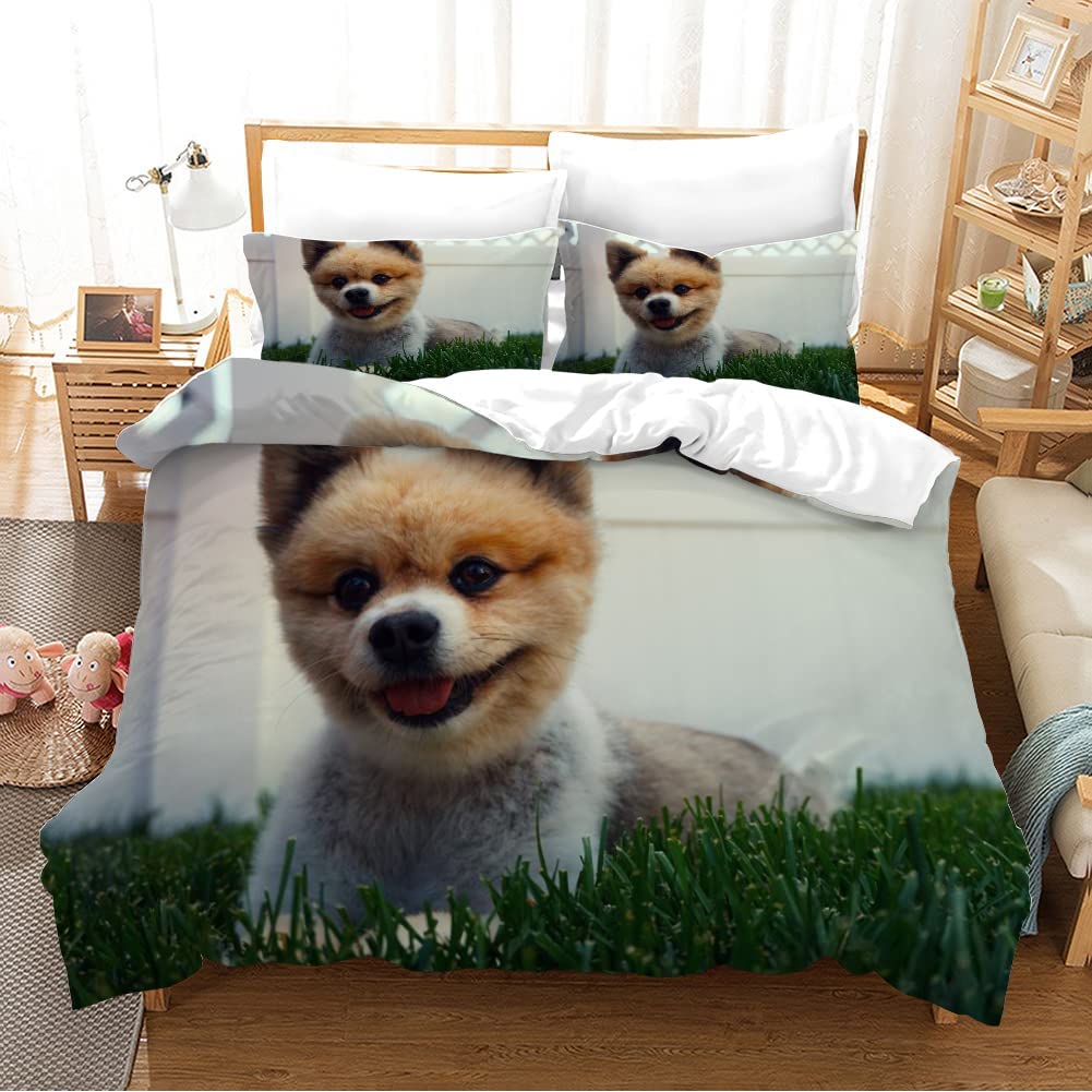 Pomeranian Duvet Cover Set Animal Dogs Bedding Set 3D Cute Pet Bedclothes For Teens Double Queen King Size Polyester Quilt Cover