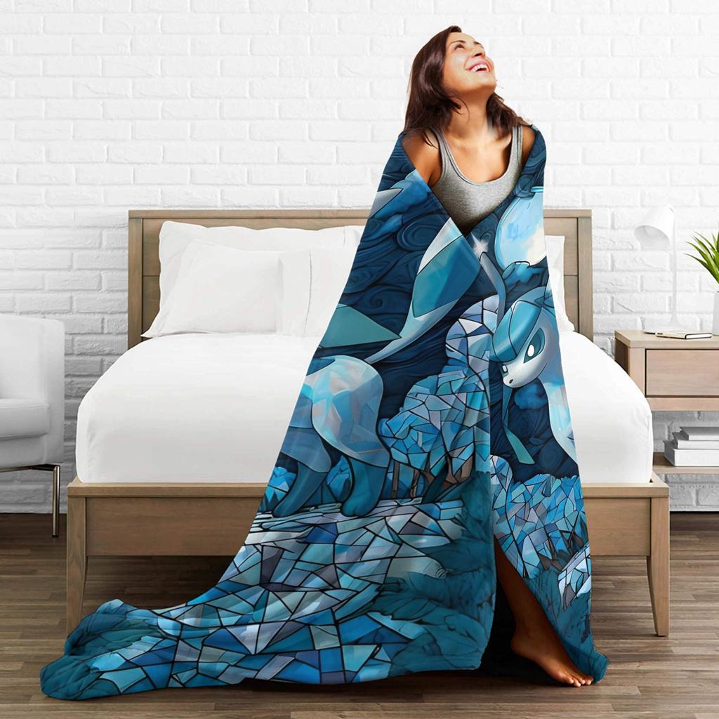 Manga Glaceons Night Theme Blanket Travel Office Flannel Throw Blanket For Outdoor Warm Soft Pokemoned Quality Bedspread Gift