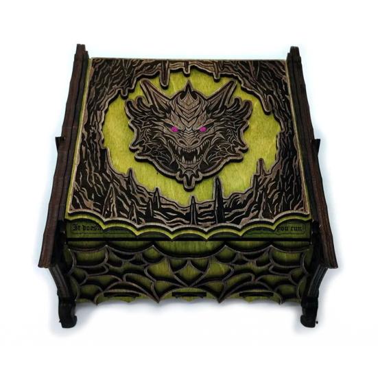Dragon Pattern Wooden Box Jewelry Storage Organizer Vintage Collectible Storage Box