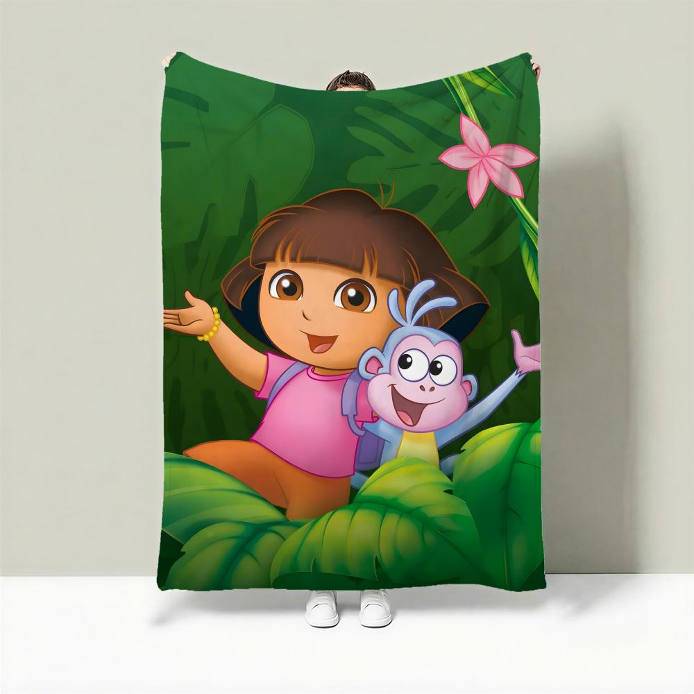Cartoon D-Dora de Ontdekkingsreiziger Plaid Lichtgewicht 240g Flanellen Deken Zacht Huidvriendelijk voor Zomerse Koelte