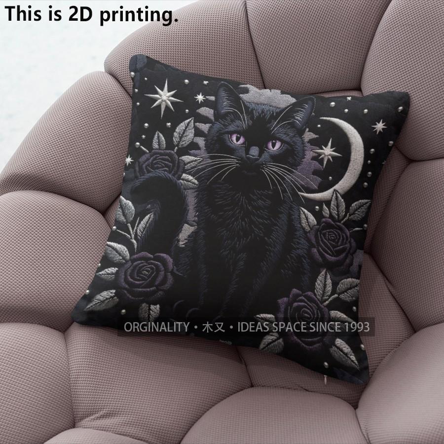 Gothic Black Cat Moon Star Pillow Covers Pattern Cushion Cover Suitable for Sofa Bedroom Car Pillow Cover