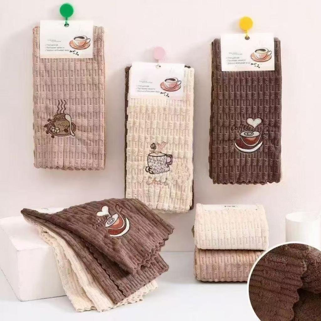 8-1 Stück Korallenvelours Avocado Quadratisches Handtuch, Weiches und Saugfähiges Küchentuch, Spültuch, Putzlappen