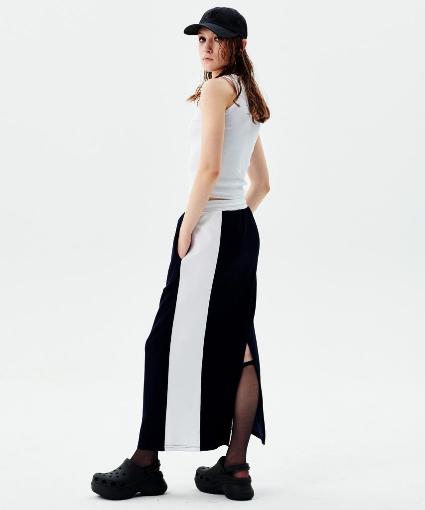 Leoninghai Side Rib Banding Long Skirt [Navy]
