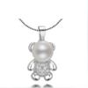 Latest Personality Sterling Tone Jewelry Trendy Fashionable Fine Adorable Bear Pearl Anti Allergic Clavicle Chain Pendant Pendant Necklace