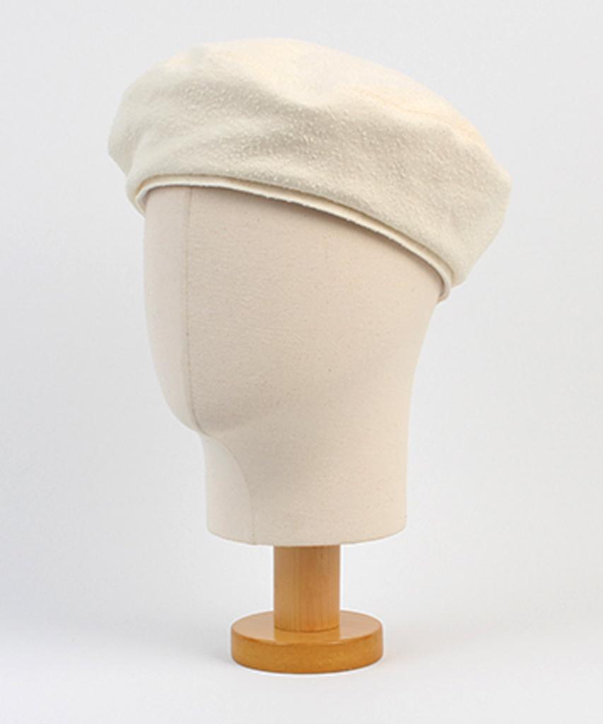 Belted Ivory Towel Knit Beret