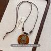 Nuova Collana Anello Zen Cinese per Donna Nuova Retro Stile Cinese Ciondolo Lungo Catena per Maglione Accessori Versatili