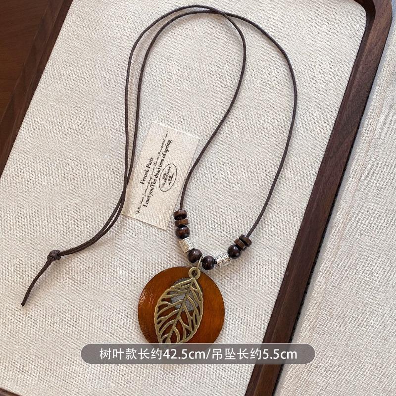 Nuova Collana Anello Zen Cinese per Donna Nuova Retro Stile Cinese Ciondolo Lungo Catena per Maglione Accessori Versatili