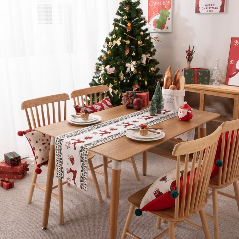 Christmas Table Runner Polyester Cotton Digital Print Modern Minimalist Dining Table Cloth Bed End Runner Placemat