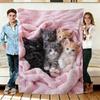 Cute Kittens Flannel Blanket Soft Cozy Throws Napping Travel Use