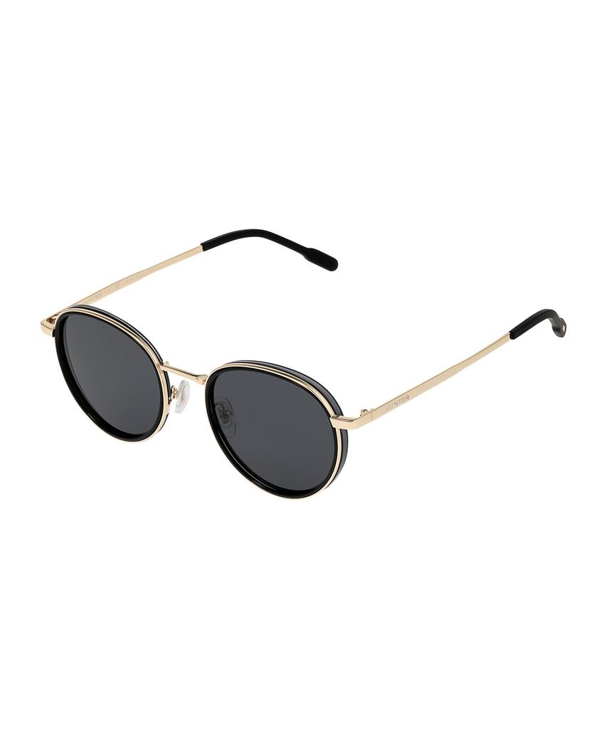 Heonteoaiweeo [Unisex] Round Titanium Sunglasses - Black Polarized Htc32