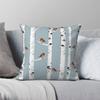 Birch Trees Forest Robin Bird Square Pillowcase Polyester Linen Velvet Pattern Zip Decorative Home Cushion Case