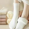 Women's Winter Warm Socks Solid Color Mid-tube Socks Plus Velvet Thick Snow Socks Plush Floor Socks