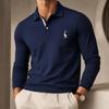 2026 Breathable Cotton Rich Blend Long Sleeve Polo Shirt Solid Color Business Casual for Men