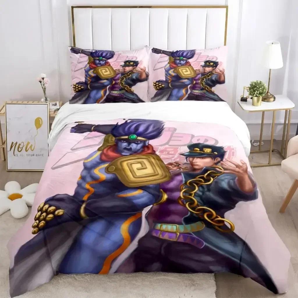 Jojo Anime Print Bedding Set For Bedroom Soft Modern Bedspreads Comefortable Kids Duvet Cover Quilt Cover And Pillowcase
