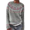 Women's Fashionable Casual Printed Round Neck Pullover Loose Long Sleeved Sweater Top
