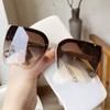 Extra Large Men's and Women's Fashionable Frameless Retro Square Sunglasses Ocean Cut Edge Square Glasses UV400