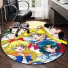 1 ks Kolo Koberec s designem Anime Kreslený film Sailor Moon, Podložka pod kancelářskou židli, Protiskluzový koberec pro domácí dekoraci, Obývací pokoj, Ložnice