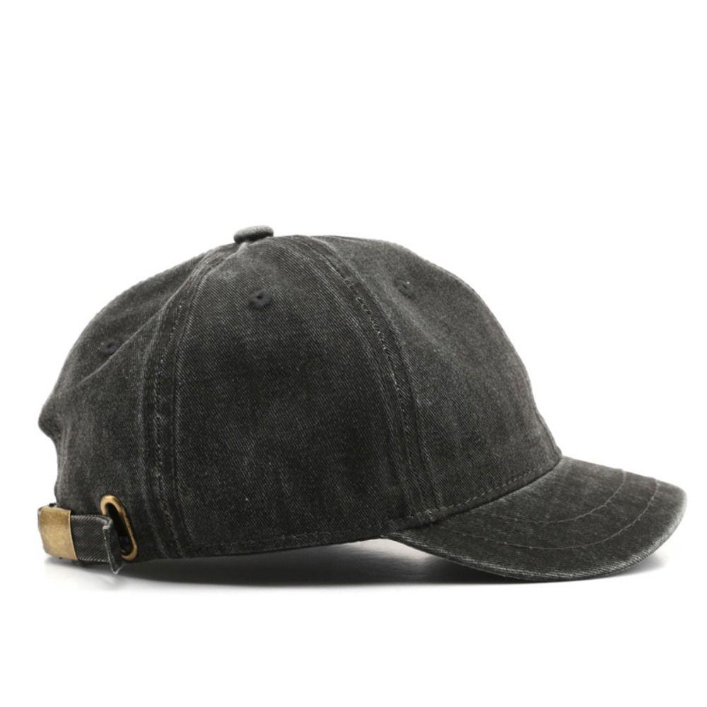 New Short Brim Baseball Cap Adjustable Washed Cotton Bucket Panama Cap Solid Color Snapback Cap Summer Sunscreen Hat