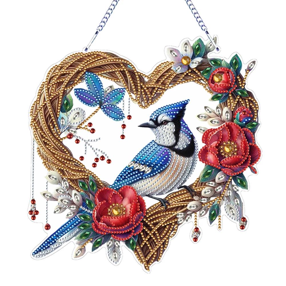 Pendentifs de Fenêtre en PET Double Face Forme Spéciale Animal Mignon Strass Diamant Art Peinture Diamant Ornement Suspendu pour Adultes