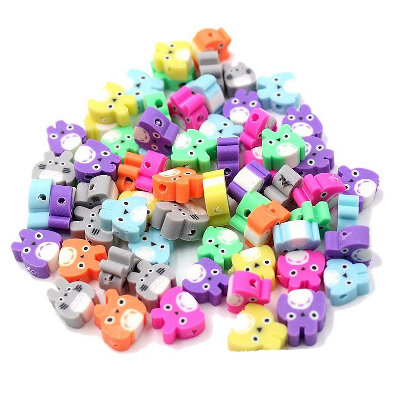 Soft Pottery Pieces Beaded Diy Mobile Phone Chain Accessories Loose Beads Smiley Face Letters Animal Fruit Mixed Soft Pottery