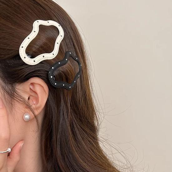 2 Stück Mädchen Haarspangen Punktmuster Stern Wolkenform Kunstleder Haarspangen Rutschfest Stabil BB Clips Haarschmuck