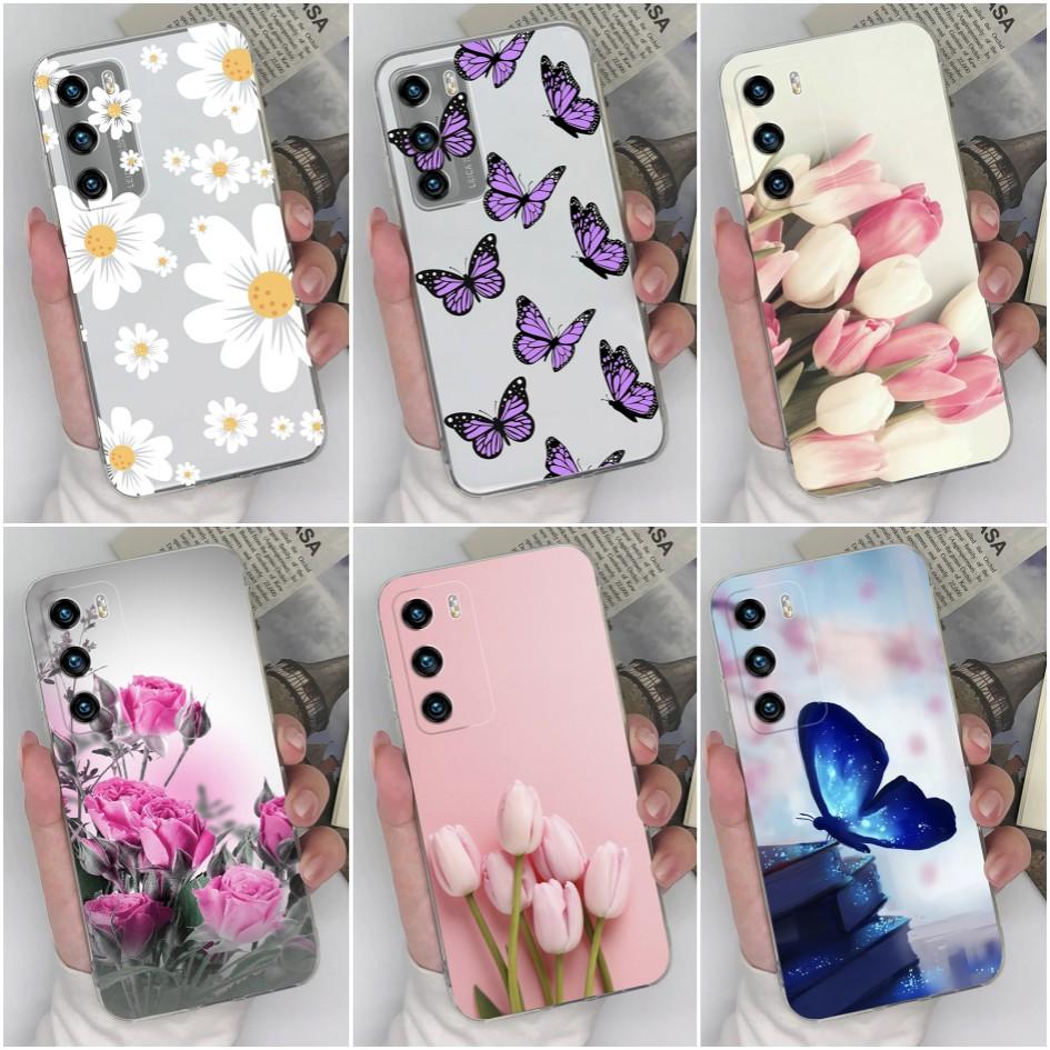 Case For Huawei P40 P20 P30 P10 Lite P Smart 2019 Y9s Cover Butterfly Flower Matte Protective Transparent Soft Silicone For Huawei Bumper Shell