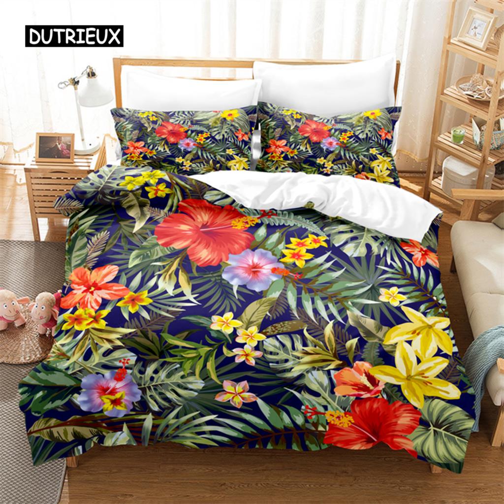 Cartoon Flower Duvet Cover Set 3D Digital Printing Queen Size Bedding Beautiful Flower Design Fashion Bed Linen
