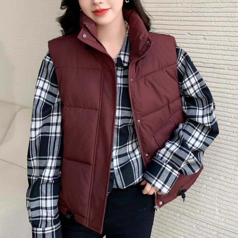 Warme Dames Winterjas Mode Opstaande Kraag Losse Herfst Dikke Mouwloze Parka Vrouwelijke Korte Bovenkleding