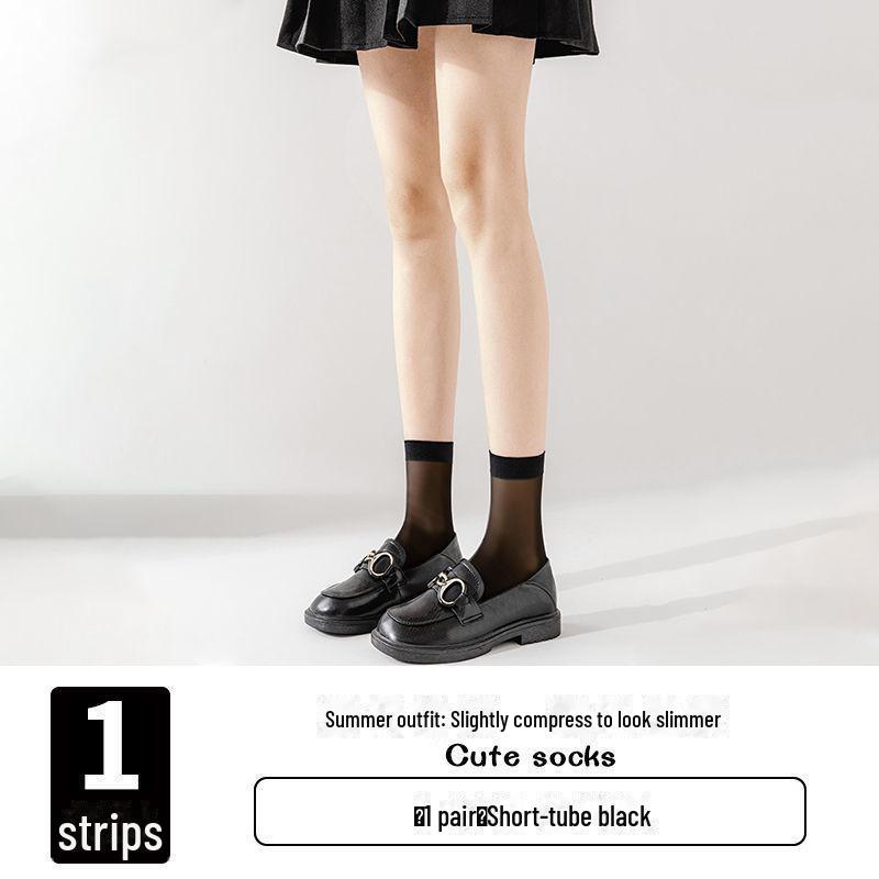 Summer Black Over-the-Knee High-Transparency Socks - Mid-Tube JK Uniform Style for Female Students